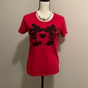 * Red Mickey and Minnie kissing tee